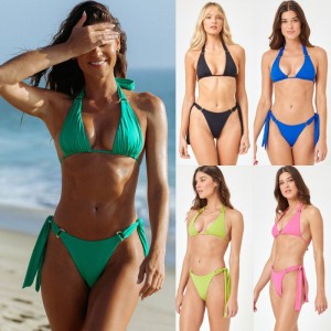 New 2025 European and American-style foreign trade bikinis. Three-piece new swimsuits for women, available in multiple colors. Two-piece swimwear with a sexy design qt25017 price:$79.99